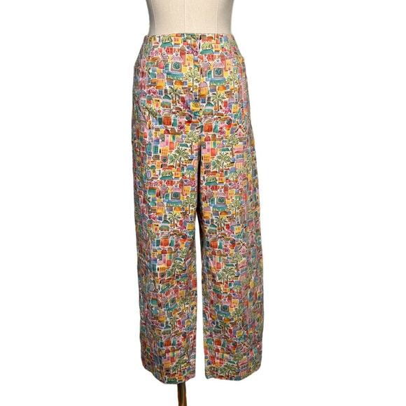 Vintage Talbots preppy tropical villa castle house stretch capri pants size 14 - Picture 1 of 7